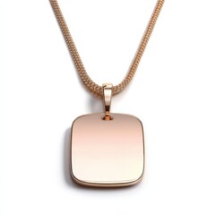 Fototapeta premium Elegant Rose Gold Pendant Necklace with Blank Rectangular Tag Charm Perfect for Engraving Ideal for Fashion Jewelry