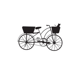bicycle with a basket containing a cat vector illustration 