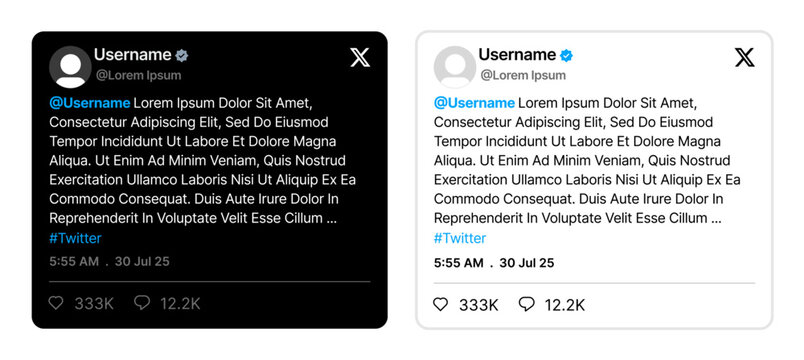 
Social Media Tweet Card Mockup &ndash; Light & Dark Mode UI Templates