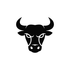 Stylized black silhouette of a bull s head