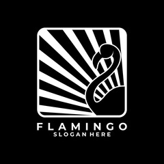 Flamingo square logo design vector template. Flamingo bird logo design