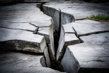 Obraz premium Cracked stone surface, deep fissure