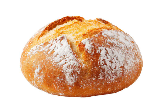 Italian ciabatta roll with flour dusting and crusty texture, isolated on white background - Powered by Adobe