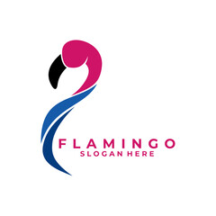 Flamingo head logo design vector template. Flamingo elegant logo design vector