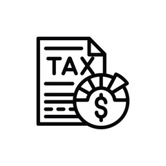 Tax document with financial pie chart icon