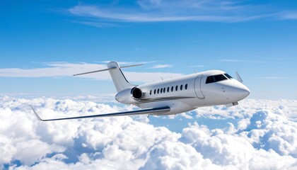 Fototapeta premium Private jet above clouds