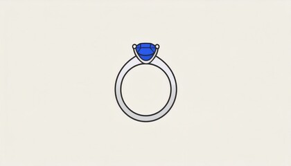 Pixel Art Ring With Blue Gemstone