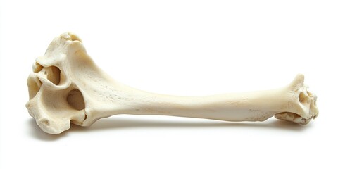 Anatomical scapula bone with smooth flat surface on white background