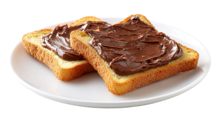 Sliced bread with chocolate spread, isolated on a white background, png, transparent