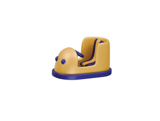bumper car icon 3d illustration render