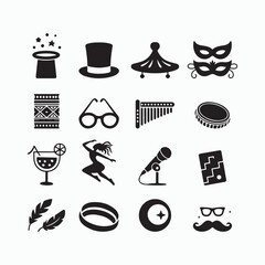 Party Carnival Entertainment Icon Set Vector Illustration