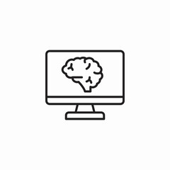 brain on screen icon sign vector