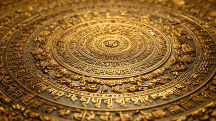 Obraz premium Intricate Gold Pattern with Symbolic Designs and Religious Textures