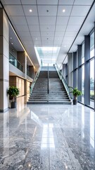 Obraz premium Modern office hallway with stairs