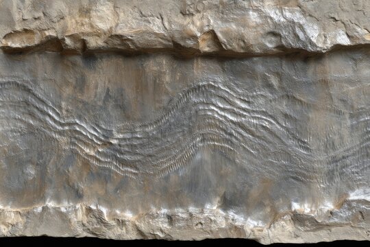 Fossil rock slab with repeating wavy patterns