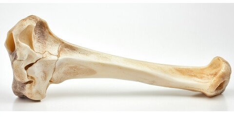 Close-up of patella bone as largest sesamoid on white background