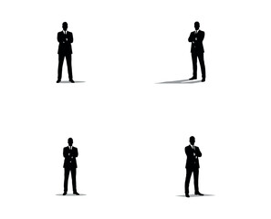 Fototapeta premium Businessman Silhouette with Arms Crossed – Confident Leadership Vector