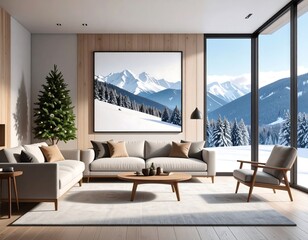 Modern living room with mountain view (8)