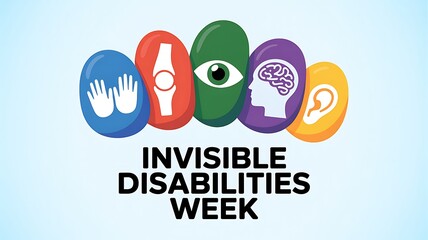 Invisible disabilities week awareness campaign with symbolic icons