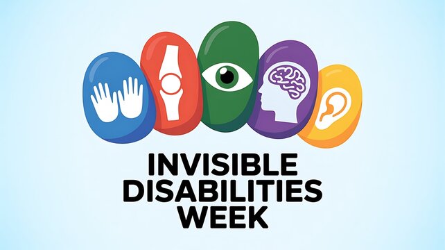 Invisible disabilities week awareness campaign with symbolic icons