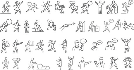 Active Lifestyle Line Icons – Exercise, Dance, Running, Yoga, Stretching, Lifting, Moving