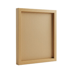 A minimalist empty chipboard frame, light brown, textured with visible particles, precise edges, floating against a transparent background with no shadows, clean product photography concept