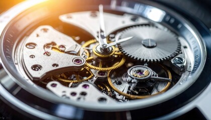Detailed Closeup Of Watch Mechanism