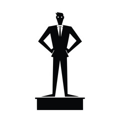 Black silhouette of a businessman standing on podium Vector illustration