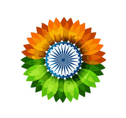 Abstract indian flag design with ashoka chakra vector for posters of  independence day and republic day.