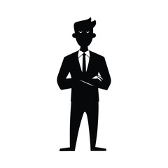 Black silhouette of a businessman with arms crossed Vector illustration