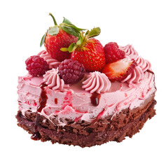 Sweet pink cake topped with fresh berries