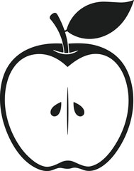 Apple Slice Silhouette Vector – Minimal Fruit Icon for Healthy Food and Organic Design Concepts