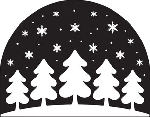 Obraz premium Snowy forest landscape with snowflakes winter trees