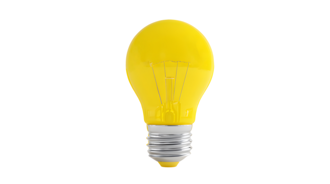 3d yellow light bulb , 3d icons in plastic style isolated on a transparent  background