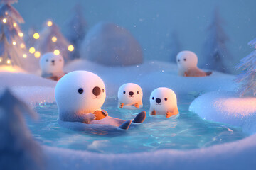 可愛いラッコのアニメ風イラスト