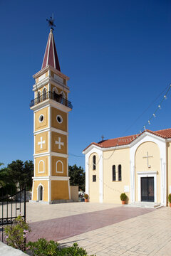 Church tower, Argassi, Zante, Ionian Islands, Greek Islands, Greece
