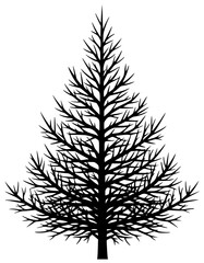 Fir tree in misty morning fir tree under starry night fir tree surrounded by snowflakes near frozen lake in dense forest