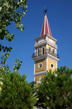 Church tower, Argassi, Zante, Ionian Islands, Greek Islands, Greece