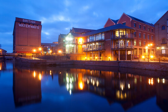 Waterfront at night, Nottingham, Nottinghamshire, England