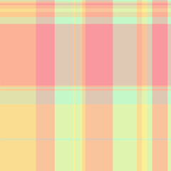 Korean fabric plaid check, textured textile texture vector. Vivid tartan seamless background pattern in light and orange colors.