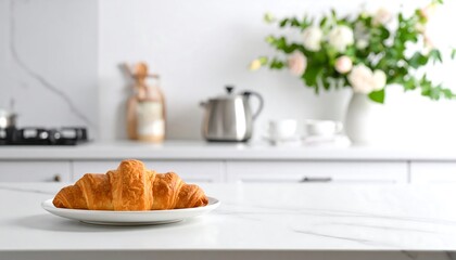 Fresh croissant on a plate