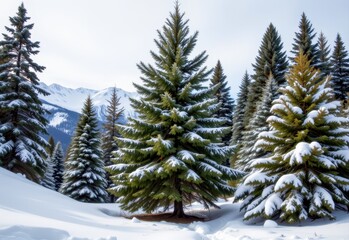Fototapeta premium high altitude conifers like spruce and fir resist cold and snow load with flexible branches and needle shaped leaves minimizing water loss.