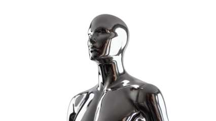 Sleek chrome mannequin bust reflects modern design and futuristic style with polished finish