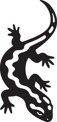 Gecko silhouette with white markings, Black reptile graphic vector art