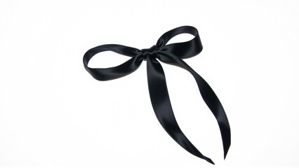Black mourning ribbon and bow on a white background
