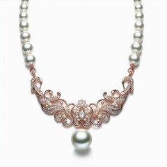 Obraz premium pearl necklace on white background