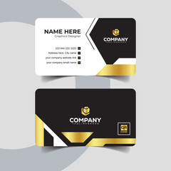 Minimal Black and White Business Card Template  with Gold Accent Design. Modern minimalist business card design in black with elegant golden details.