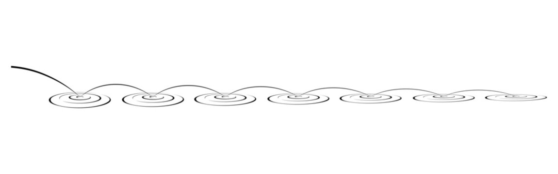 Stone skipping or stone skimming icon set isolated on white background