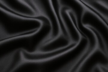 Obraz premium Elegant Black Satin Fabric: Luxurious Texture and Rich Color for Fashion and Design