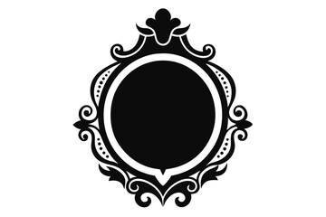 Ornate Black Frame with Swirl Details and Round Center for Text Placement